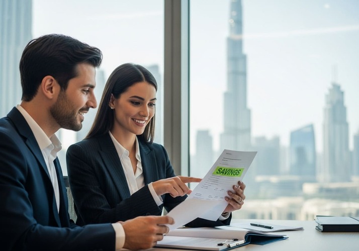 Investors in Dubai reviewing property deals with DLD waiver benefits and cost savings explained.