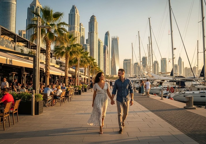 Couple enjoying the lifestyle appeal of Dubai’s high-growth waterfront communities.