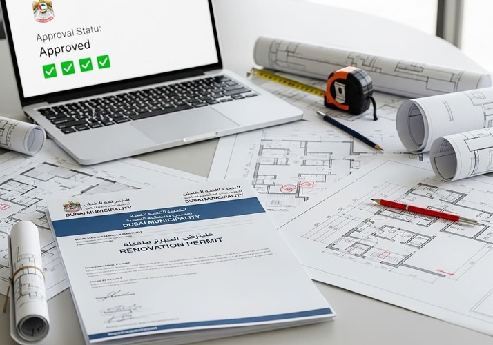 Dubai Municipality renovation permit and blueprints for home upgrades