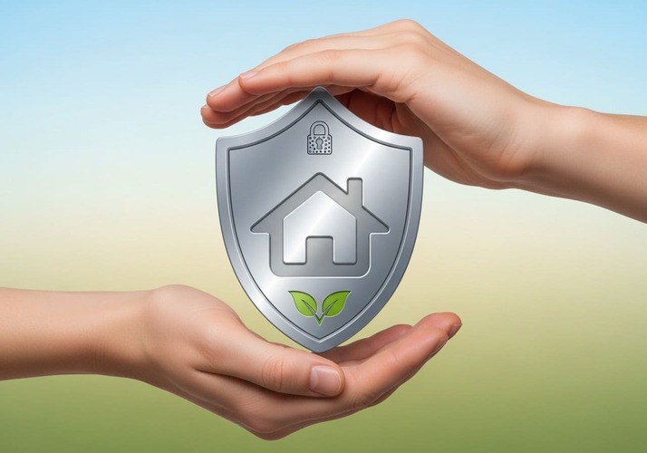 Hands holding shield icon representing secure home insurance options