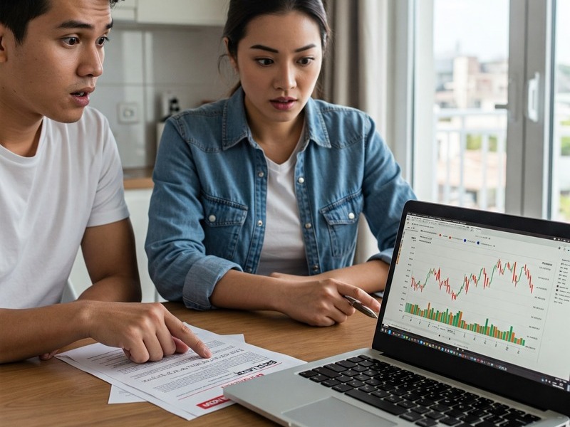 Tenants checking rental index and rent hike notice